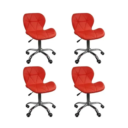 Product photo Kit 4 Cadeiras Office Eiffel Slim Ajustável Base Giratória (Vermelho)