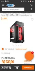 Gabinete Gamer Sharkoon VG6-W Red ATX 3 Fans | R$240