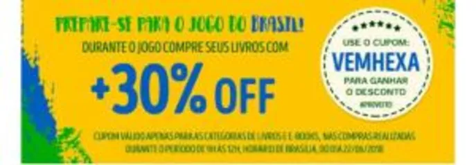 Desconto de 30% em livros na Saraiva