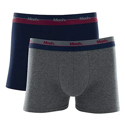 Kit 2 Cuecas Boxer, Mash, Masculino, Azul Marinho/Cinza Escuro, GG