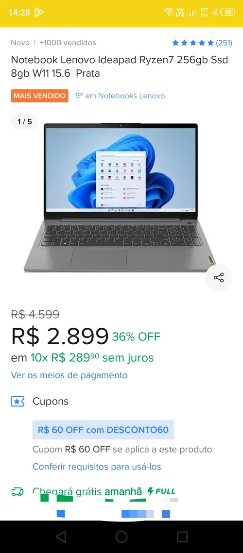 Imagem na descrição da promoção