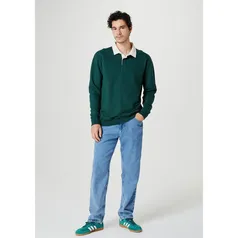 Blusão Em Moletom Masculino Com Gola Polo - Verde - Hering - Tam P M XG