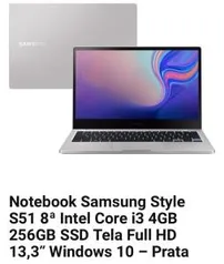 Notebook Samsung Style S51 8ª Intel Core i3 4GB 256GB SSD