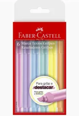 [PRIME] Caneta Marca Texto, Faber-Castell, Grifpen, 6 Cores, Tons Pastel | R$14