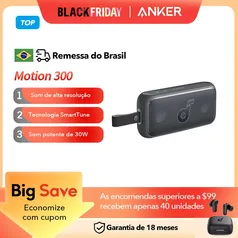 Caixa de Som Sem Fio ANKER Motion 300 com 30W de Potência, Tecnologia SmartTune e 13 Horas de Bateria