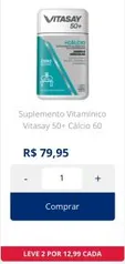 2 Suplementos Vitamínicos Vitasay 50+ Cálcio 60 Comprimidos cada | R$ 13