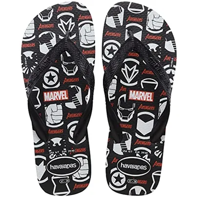 Chinelo Top Marvel Logomania, Havaianas, Criança Unissex, Preto