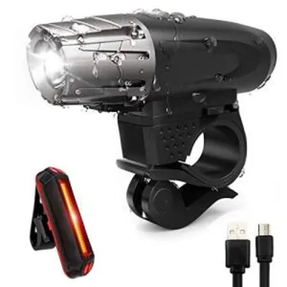 Kit Farol Lanterna para Bicicleta Led Cree Recarregáve E A Prova D'água | R$99