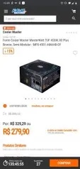 Fonte Semi-Modular 450W 80Plus B Cooler Master | R$280