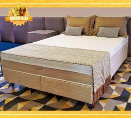 Cama Box Queen Size Premium Sommier + Colchão Queen Size Premium Dallas com Molas | R$989