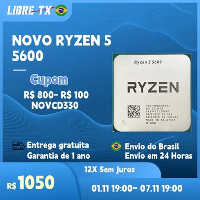 [Do brasil/Moedas R$ 617] Processador Ryzen 5 5600 6Core CPU para Jogos Soquete AM4 