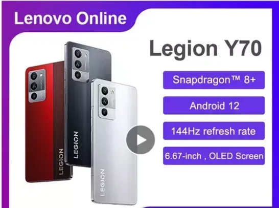 Smartphone Lenovo Legion Y70, 6.67'' 144hz Oled, Snapdragon 8 + Gen1, 50mp Câmera Tripla, 68w Carga Nfc