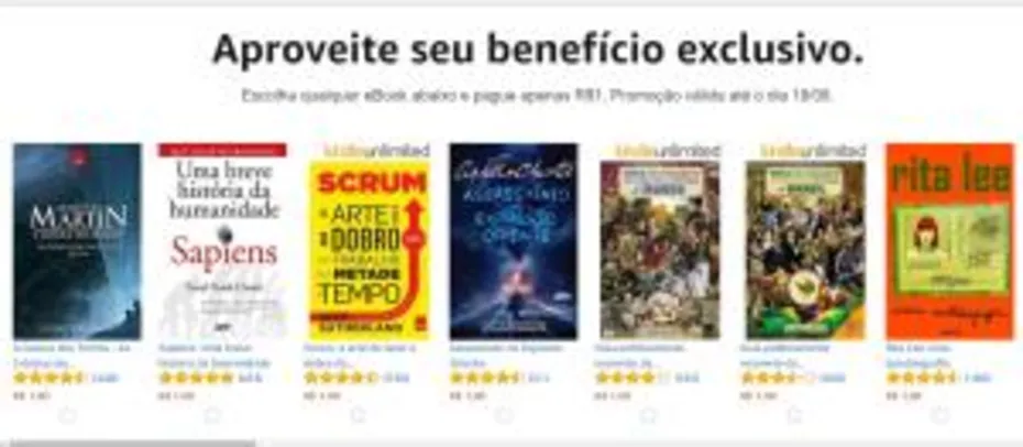 Ebooks selecionados a R$1 na Amazon