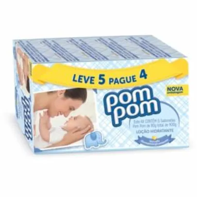 Kit Sabonete Infantil Pom Pom Hidratante 80g - 5 Unidades | R$7