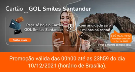 Cartão de Crédito GOL Smiles Santander com ANUIDADE ZERO