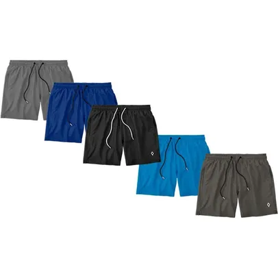 Kit 5 Shorts Bermudas Liso Lisa Masculino Tactel Básico Moda Básica