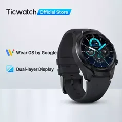 Smartwatch TicWatch Pro - 512MB, Wear OS, NFC, GPS, IP68 à prova d'água, Bluetooth, Wi-Fi.