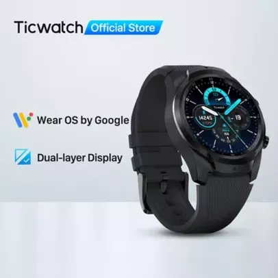 Smartwatch TicWatch Pro - 512MB, Wear OS, NFC, GPS, IP68 à prova d'água, Bluetooth, Wi-Fi.