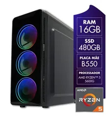 [1ªCompra R$1891] Computador Gamer AMD Ryzen 5 5600G 16GB SSD 480GB Radeon Vega 7 CertoX Stream 1037