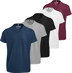 ZAROC Kit 5 Camisetas Masculinas Slim Fit Básicas Algodão Premium