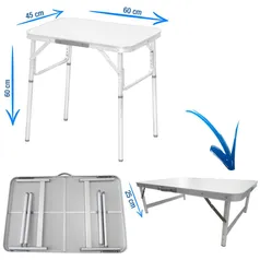 Mesa de Camping Praia Dobrável Vira Mala Maleta Portátil Alumínio 60x45 Importway