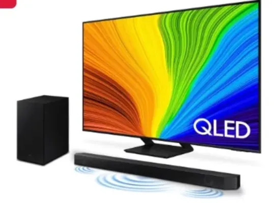 Combo Samsung Smart TV 55 polegadas QLED 4K 55Q70D 2024 + Soundbar HW-Q600C