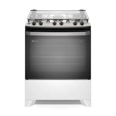 Fogão 5 bocas Electrolux Branco Efficient com Mesa Inox, PerfectCook e VaporBake (FE5IB)