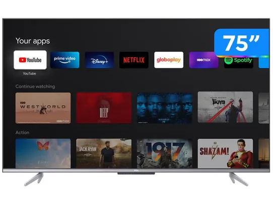 [Cliente Ouro/MagaluPay] Smart TV 75” 4K UHD LED TCL 75P725 VA Wi-Fi Android TV