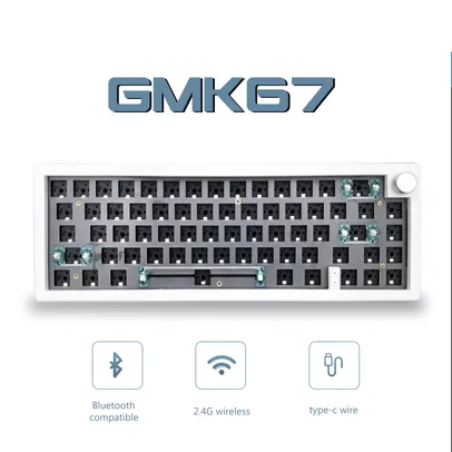 GMK67-Wireless Kit de teclado mecânico, estrutura de junta retroiluminada, RGB, Bluetooth 2.4G