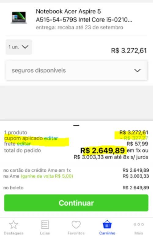 Imagem na descrição da promoção