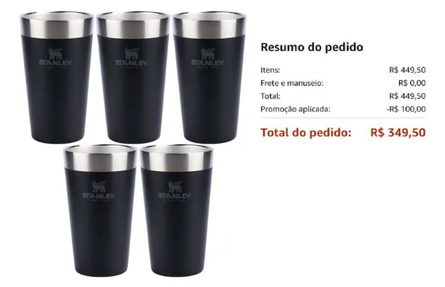  [R$ 69,90 Cada] 5 X Copo térmico de cerveja Stanley|473ml 