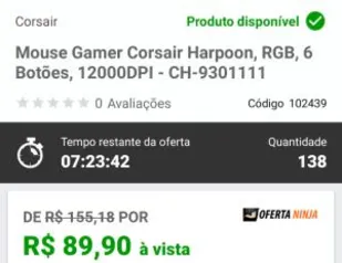 Mouse Gamer Corsair Harpoon RGB, 6 Botões