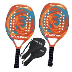 Kit 2 Raquetes de Beach Tennis Profissionais Camewin Com Capa Ultraleve e Confortável 50% Fibra de Carbono e 50% Fibra de Vidro