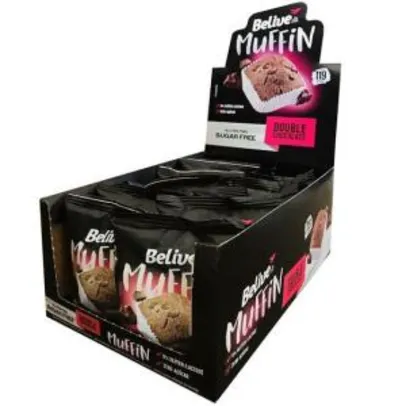 [PRIME] Muffin Double Chocolate Sem Açúcar Sem Glúten Sem Lactose Belive 40g Display com 10 unidades | R$20