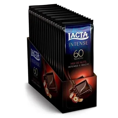 Chocolate Lacta Intense 60% Cacau Mix Nuts 85g Embalagem com 17 Unidades