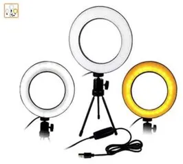 Kit Luminária Ring Light 16cm USB Led Misto 3500k 5500k + Tripé | R$49