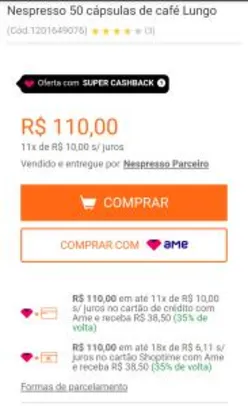 [AME] 50 Cápsulas Nespresso variadas | R$71