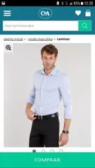 camisa masculina slim listrada manga longa azul claro