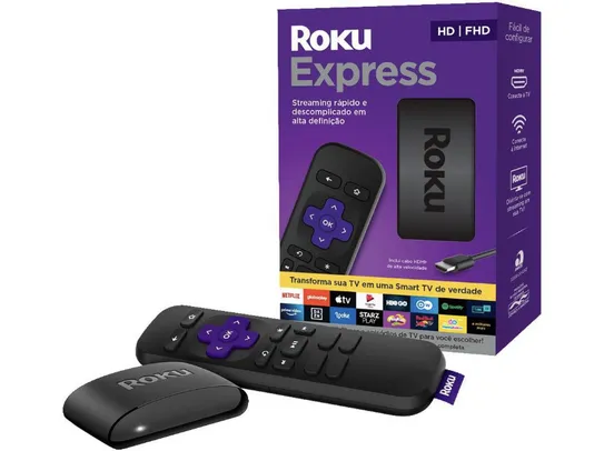 [Magalupay] Roku Express Streaming Player Full HD - com Controle Remoto e Cabo HDMI | R$197