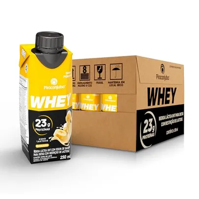 [rec] Pack de Whey Zero Lactose Banana 23g Piracanjuba 250ml - 12 Unidades