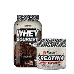 Kit Whey Protein Gourmet Pote 907g + Creatina Power Explosion Sem Sbor 300g 