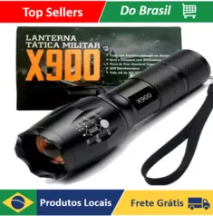 [R$16,09 Moedas/BR]Lanterna Tática Militar X900 Profissional com Zoom Sinalizador Recarregável Luz Camping