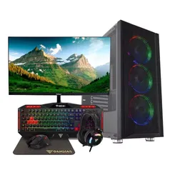 Pc Gamer Completo Pcfort Vortex, Intel Core I7, 16GB, GTX 1050TI 4GB, SSD 480GB, Fonte 500W, Windows 11 + Monitor Pcfort 21.5 LED + Kit Gamer