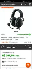 Headset Gamer HyperX Cloud II 7.1 - KHX-HSCP-GM - Preto | R$550