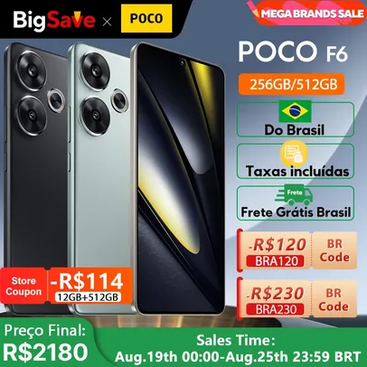 (BR) Smartphone Poco F6 Snapdragon 8s Gen 3, Tela AMOLED 120Hz 