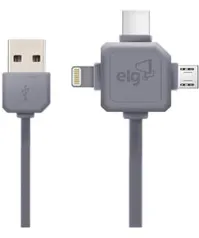 CABO 3EM1 RECARGA E SINCRONIZAÇÃO - APPLE LIGHTNING + USB TIPO-C + MICRO USB | R$33