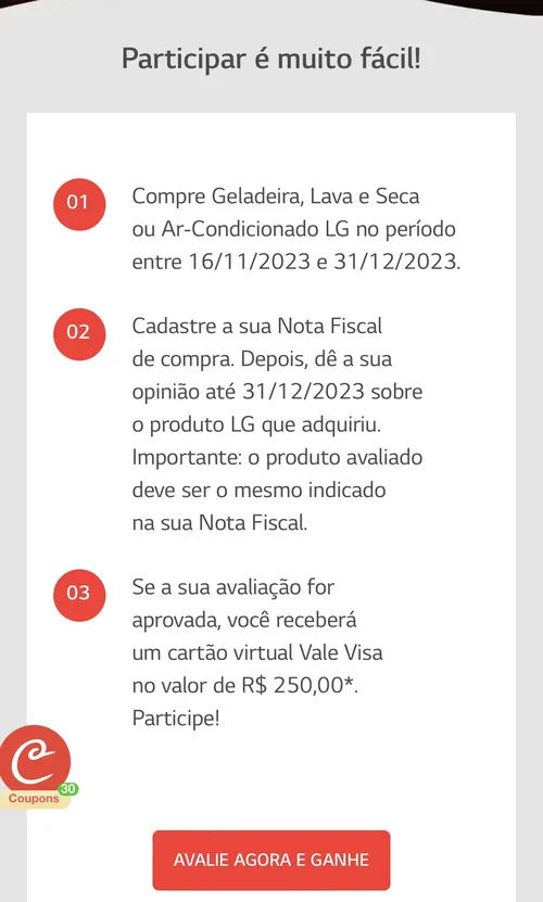 Imagem na descrição da promoção