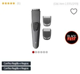 Aparador de Pelos Philips Beardtrimmer Series 1000 BT1209/15 Sem Fio com Carregador USB Cinza - Bivolt