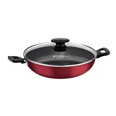 Wok Com Tampa De Vidro Loreto Tramontina 3,3 Litros - Vermelho