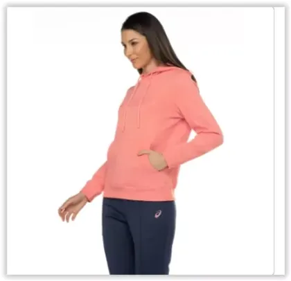 Blusa de Moletom Feminina ASICS com Capuz Canguru e Fleece